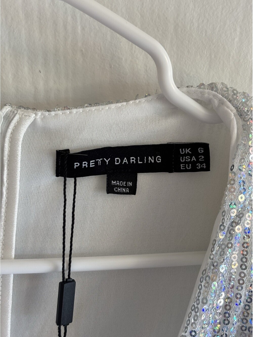NWT Pretty Darling Silver Sequin Wrap Long Sleeve Maxi Dress White Size 2 - Picture 4 of 8